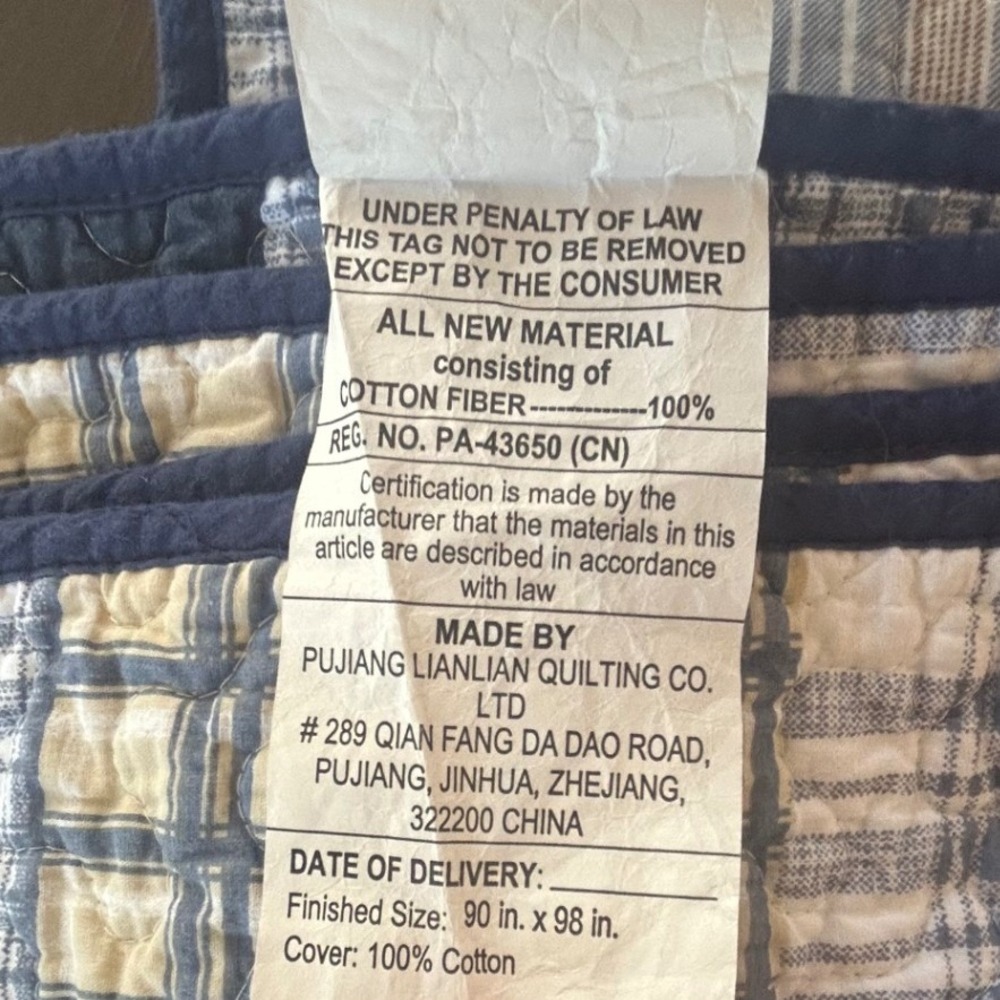 Cozy Line Home Fashion Quilt Set Queen Blue Plaid Cotton Pillow Sham Cottagecore - Picture 8 of 8